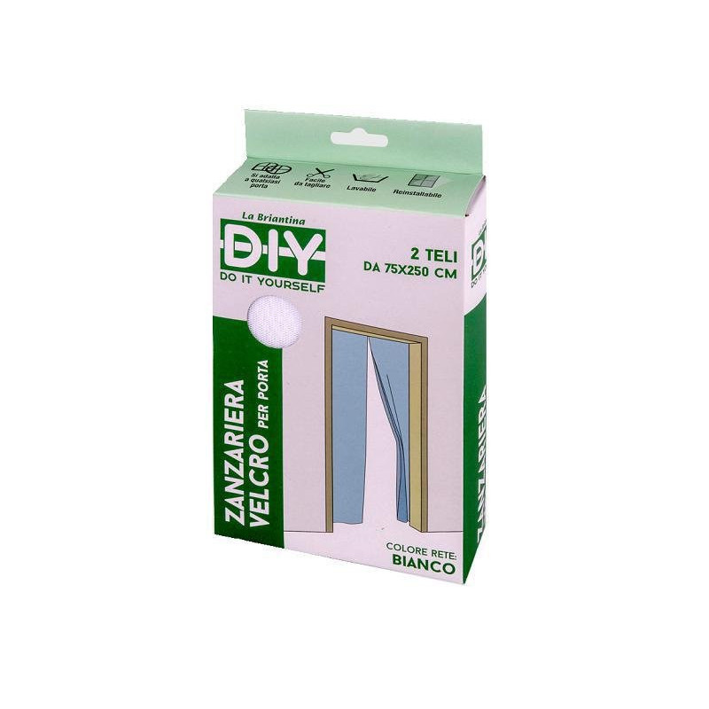 Diy zanzariera a velcro per port a bianca cm.75x250 pz.2 art.zan05060a