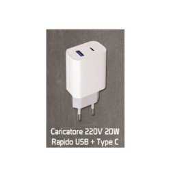 Smyline caricatore muro 220v usb type-c 3a-20w rapido art.fac