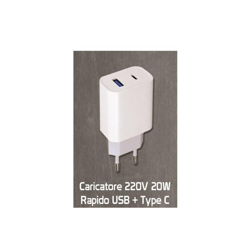 Smyline caricatore muro 220v usb type-c 3a-20w rapido art.fac