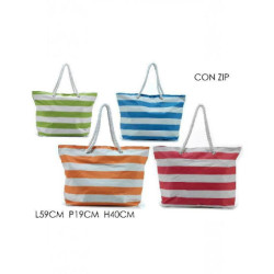 Borsa mare rigata con zip...