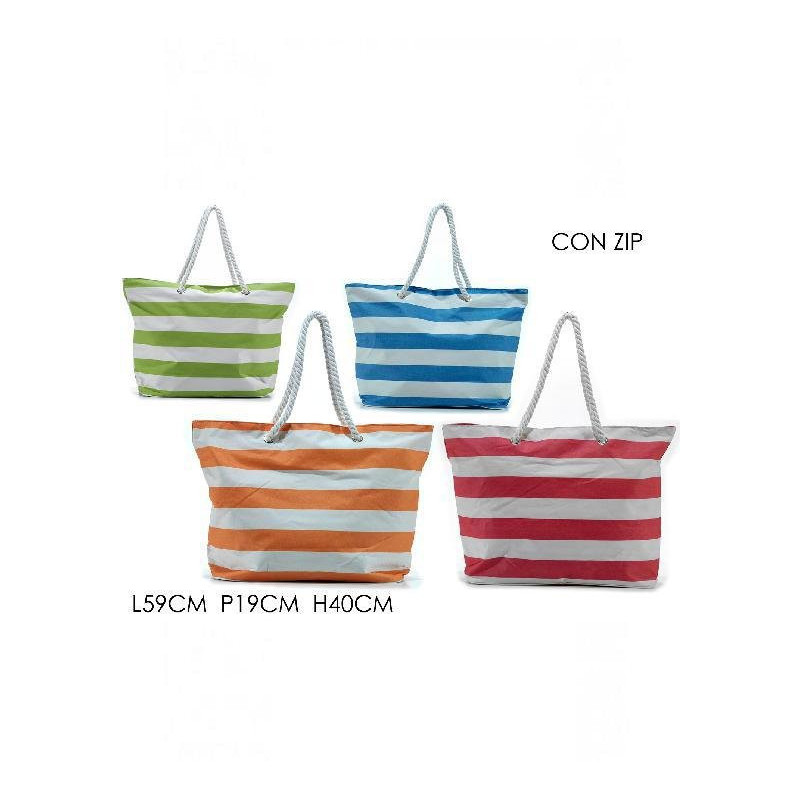Borsa mare rigata con zip cm.59x 40x19 art.638624