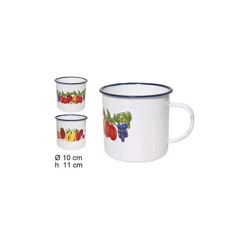 Tazza smalto decorata frutti cm.11 art.10789