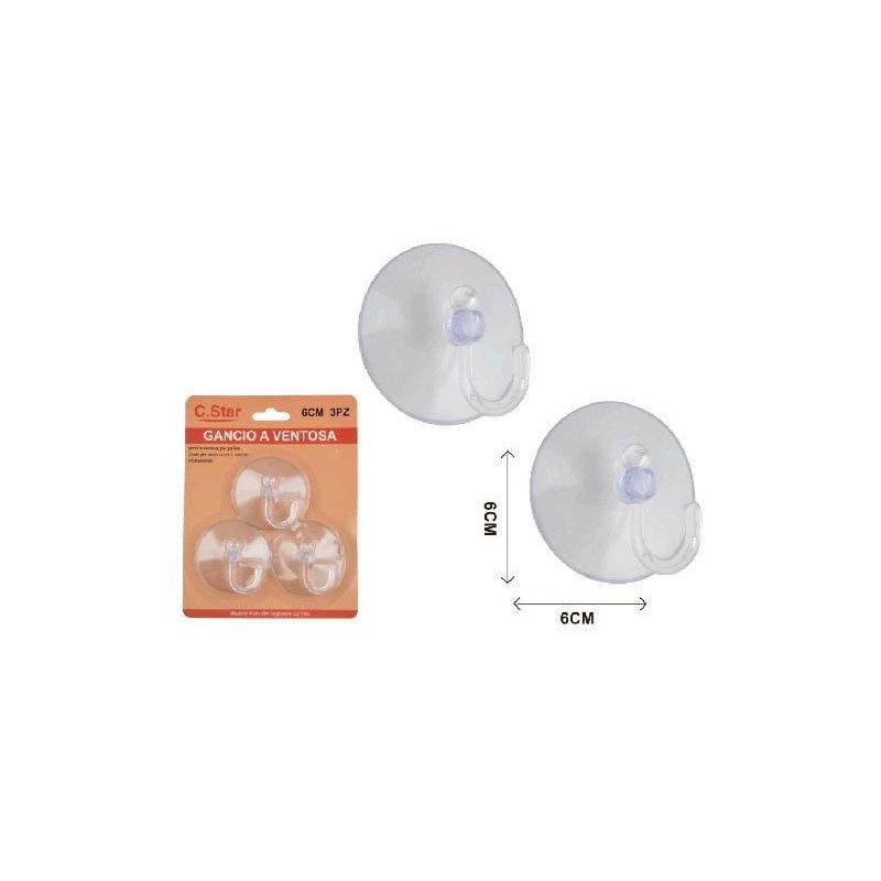 Ventosa plastica cm.6 pz.3 art.c s50925