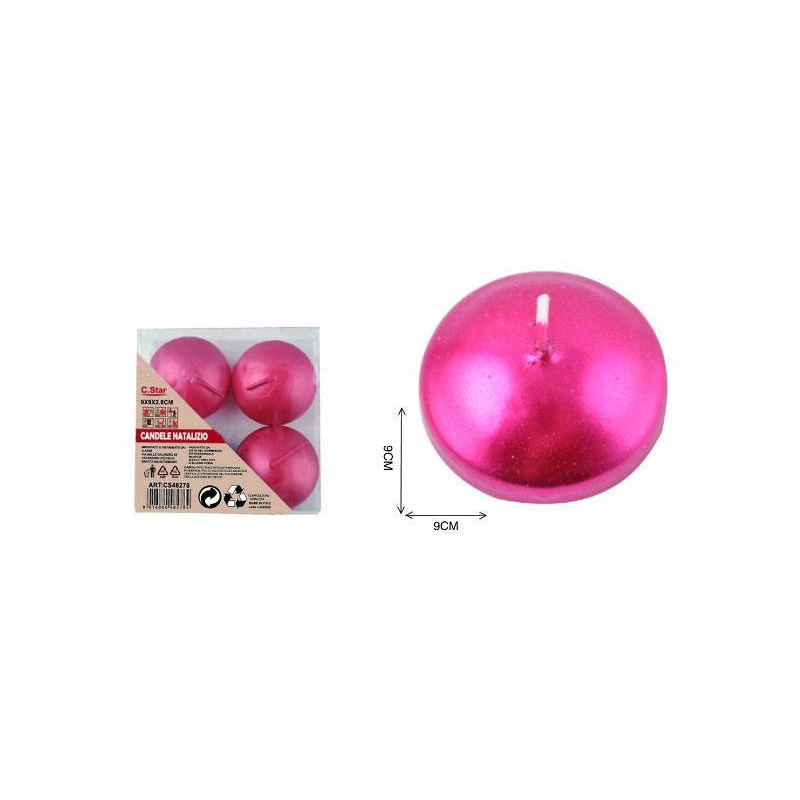 Candela natale cm.9x9 rosso pz.4 art.48278