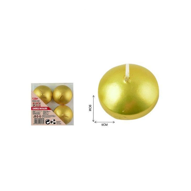 Candela natale cm.9x9 oro pz.4 a rt.48276