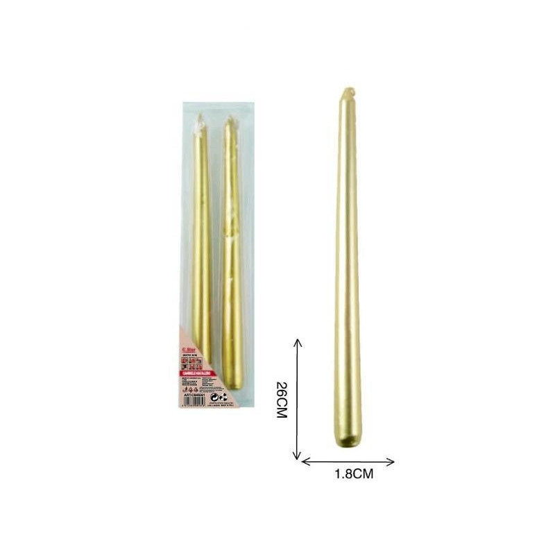 Candele coniche cm.26 pz.2 oro a rt.48264