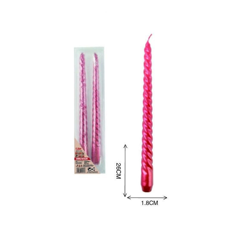 Candele tortiglione cm.26 pz.2 r osso art.48263