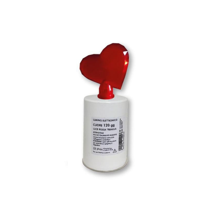 Lumino a batteria 120 giorni bia nco art.143/d2 cuore luce rossa/biancala