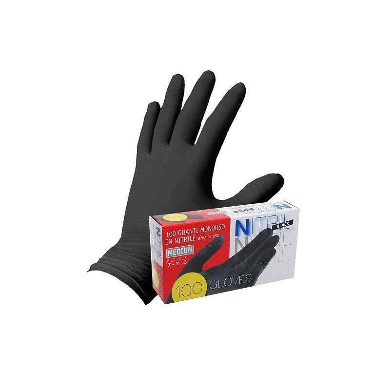 Guanti ico nitrile powderfree neri 537 pz.100 tg.7/7,5 m 1919