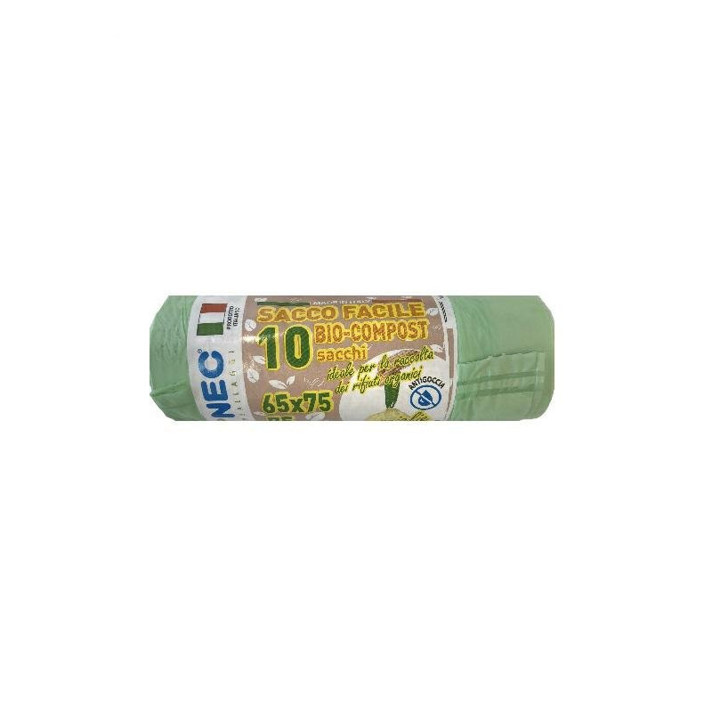Sacchi immondizia mater-bi eco cm.65x75 lt.50 pz.10 con maniglie
