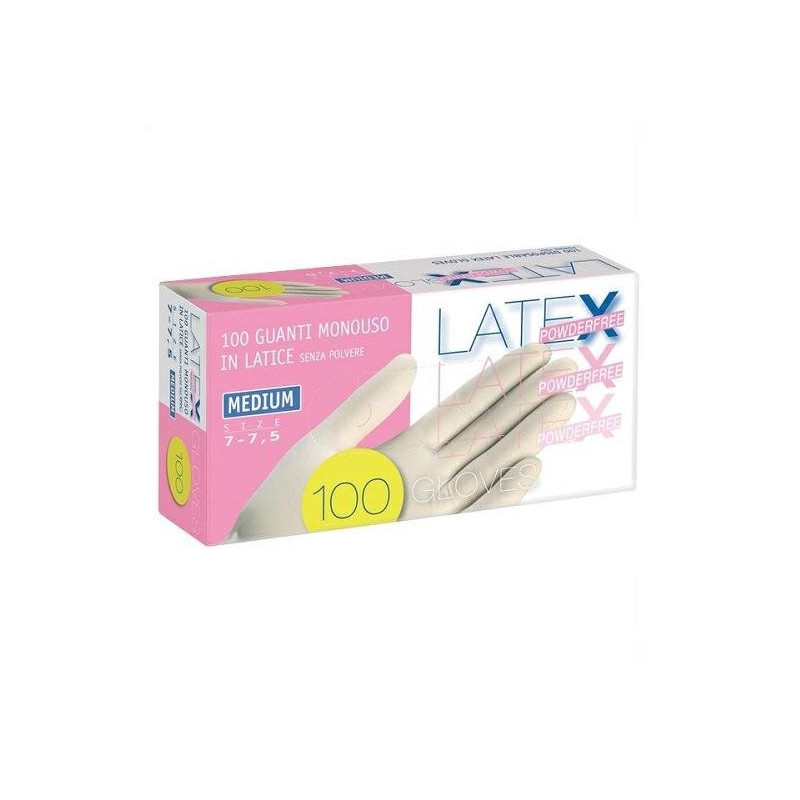 Guanti ico lattice latex senza polvere 523 pz.100 6/6,5 tg.s 1919