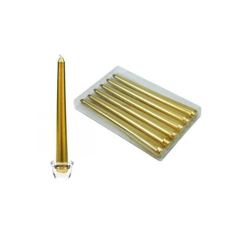 Candele coniche cm.20 pz.6 oro art.411650