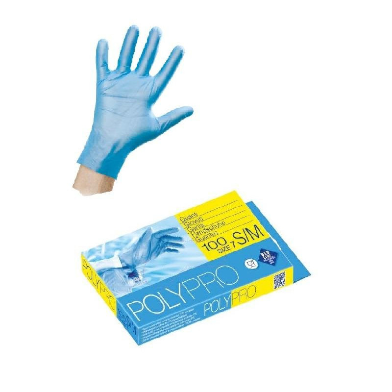 Guanti ico monouso poly pro blu pz.100 tg.5 xs per alimenti 1919