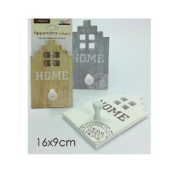 Gancio 1 posto  legno  home  cm. 16x9 art.634107