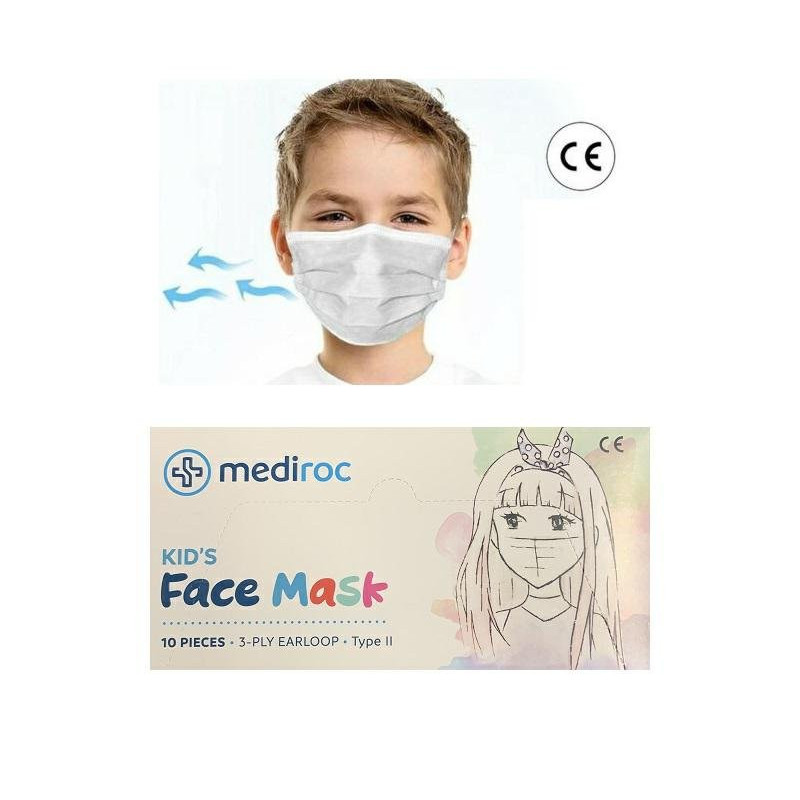 Mascherine tnt 3 strati medicali chirurgiche bambini pz.10 bianche 1919