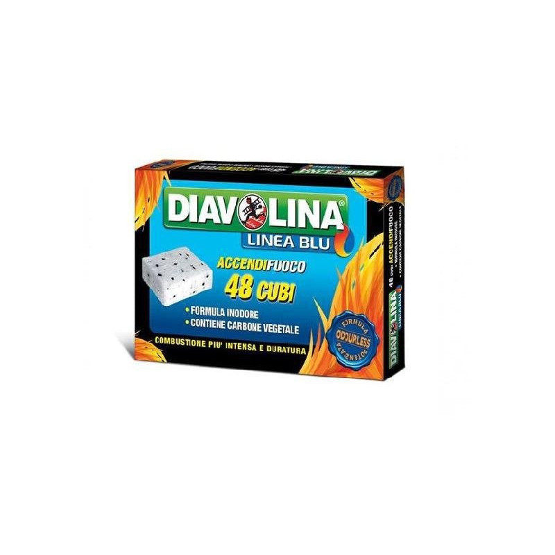 Diavolina accendifuoco lignite linea blu pz.48 cubi