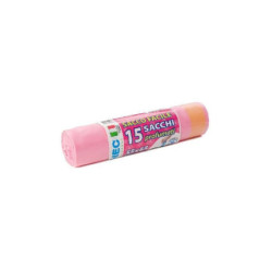 Sacchi immondizia cm.55x65 lt.40 pz.15 profumati rosa maniglie art.102
