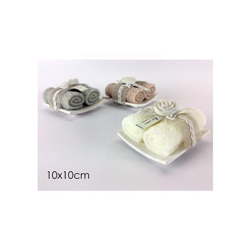 Candele c/piattino ceram. pz.2 a ss. 556480