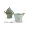 Vaso metallo cachepot cm.20 mani ci juta art.643123