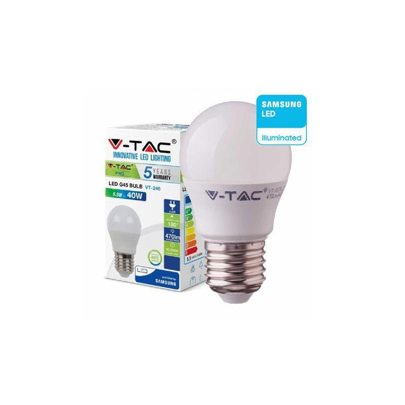 Lampadina led sfera e27 5,5w (40 w) luce naturale sku-175