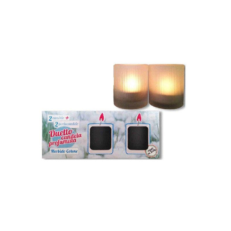 Lady venezia candele profumate c on bicchiere pz.2 morbido cotone