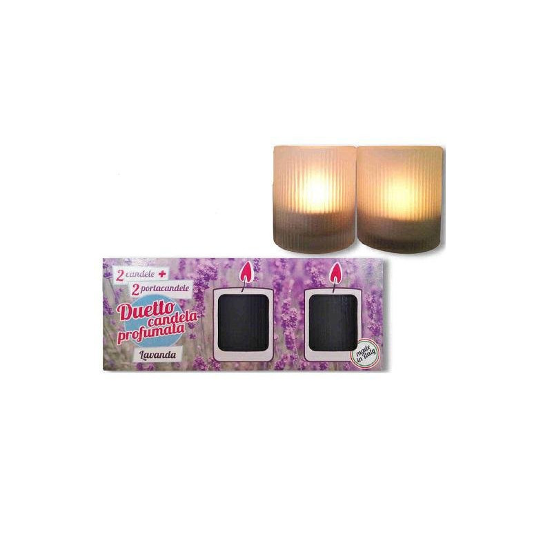 Lady venezia candele profumate c on bicchiere pz.2 lavanda