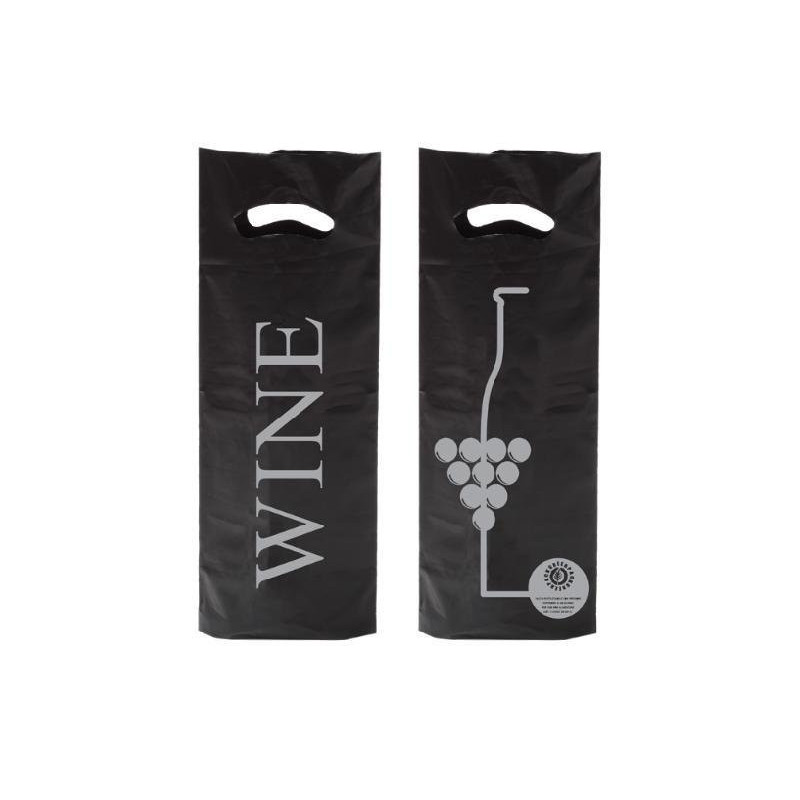 Shoppers plastica 1 bottiglia cm .16+10x38 nero wine pz.50 shb451