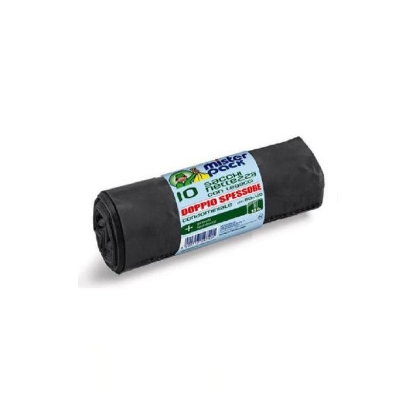 Misterpack sacchi immondizia cm.80x120 lt.150 pz.10 doppio spessore
