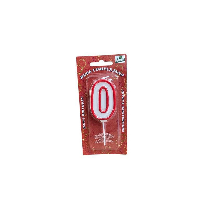 Candela a forma di numero n.0 rosso
