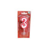 Candela a forma di numero n.3 rosso