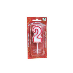 Candela a forma di numero n.2 rosso