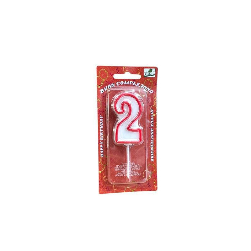 Candela a forma di numero n.2 rosso