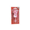 Candela a forma di numero n.2 rosso