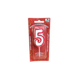 Candela a forma di numero n.5 rosso