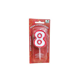 Candela a forma di numero n.8 rosso