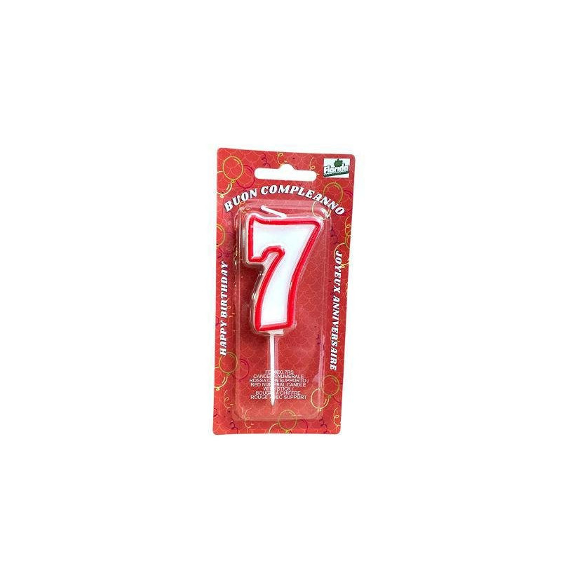 Candela a forma di numero n.7 rosso