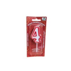 Candela a forma di numero n.4 rosso