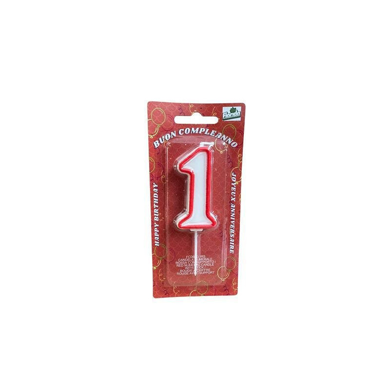 Candela a forma di numero n.1 rosso