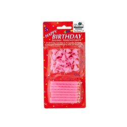 Candeline compleanno + supporto pz.24 rosa