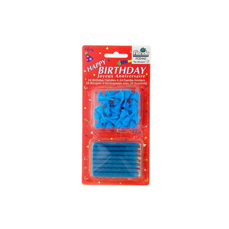 Candeline compleanno + supporto pz.24 celeste