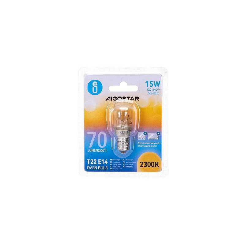 Aigostar lampadina peretta chiara e14 w15 300° forno