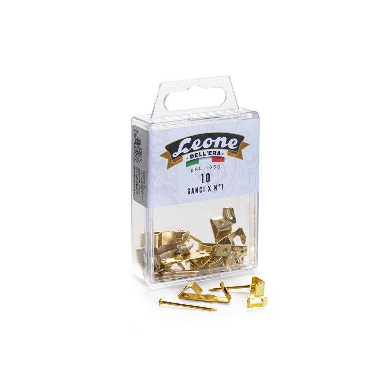 Gancio x per quadri ottonati n.1 pz.10