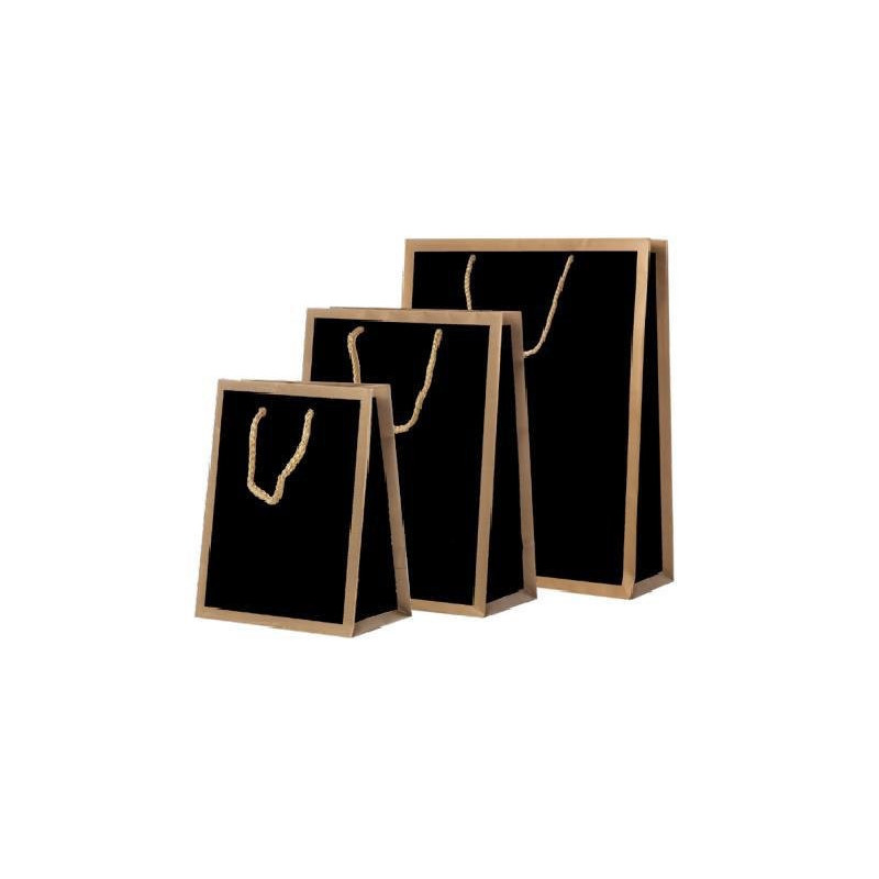 Borsa carta cm.11+6,5x14 gold frame nero shc971n