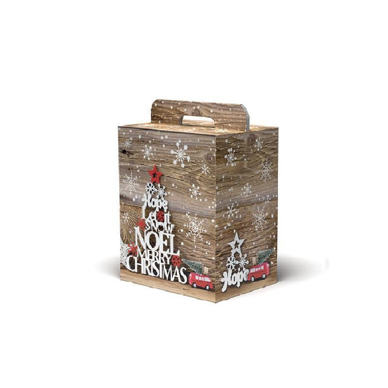 Scatola cartone manigliata cm.28 x20,5x34 natale snowflakes art.90s/v109