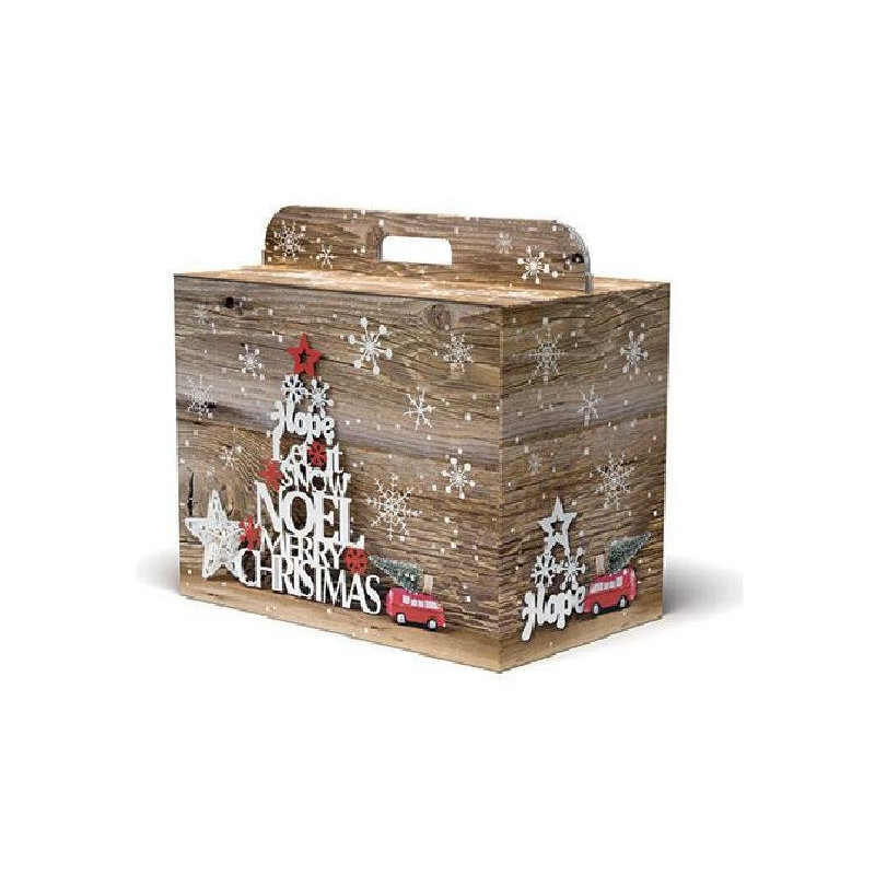 Scatola cartone manigliata cm.43 x26x34 natale snowflakes art.400s/v109