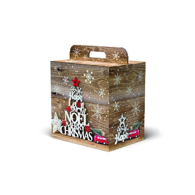 Scatola cartone manigliata cm.33 x24x34 natale snowflakes art.200s/v109