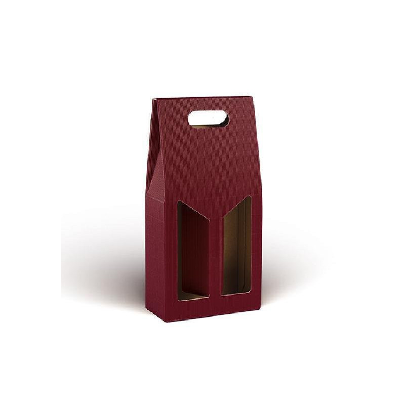 Scatola cartone 2 bottiglie cm.18x9x38 bordeaux ondulato art.vn2s/cbo