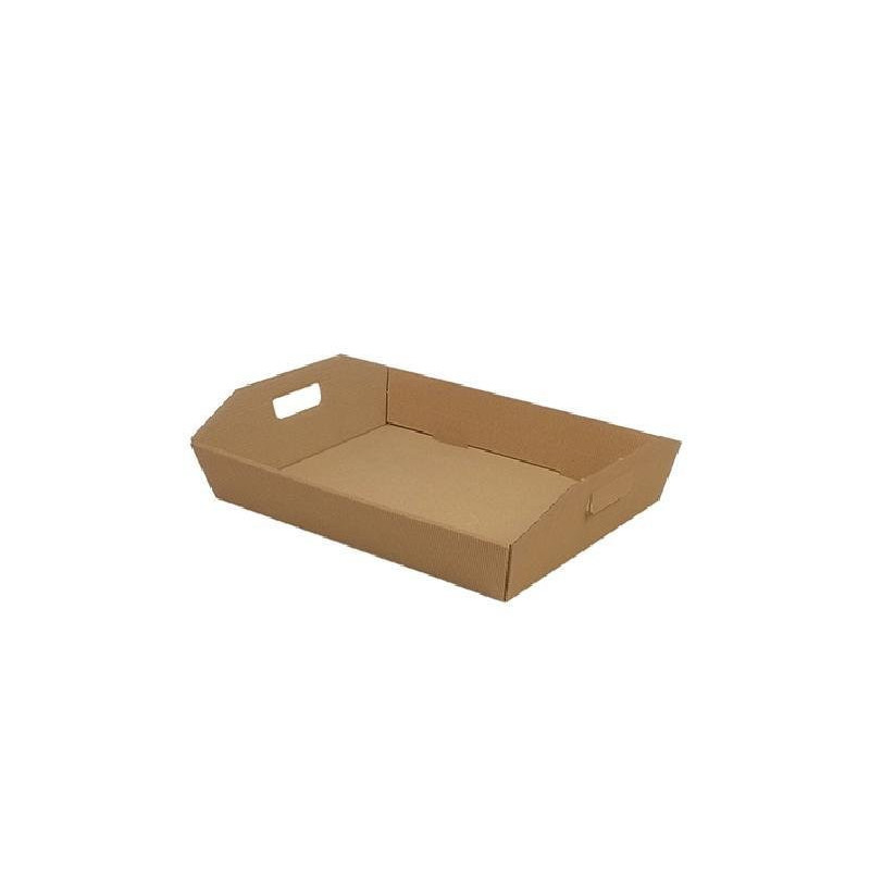 Cesto cartone ondulato avana cm. 31x24,5x6 art.1510w/cav con maniglie