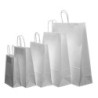 Borsa carta bianca cm.22+10x31 m anico intrecciato personalizzata