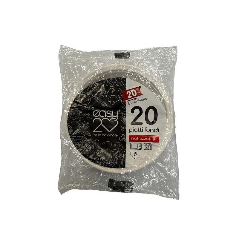 Piatti plastica riutilizzabili f ondi pz.20